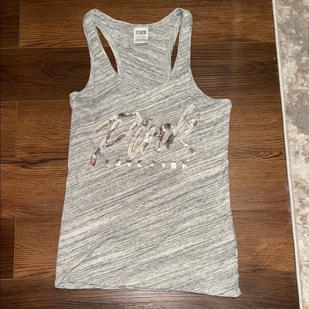 Pink Victoria's Secret Gray racerback Tank Top
